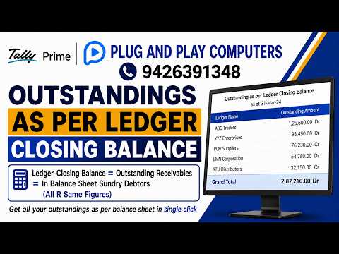•Tally Prime Outstanding Receivables - Payable Solution | No Difference Between Ledger & Outstanding - Plug & Play Computers Tally tutorial