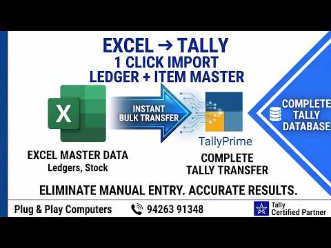 Excel to TallyPrime — Import Item Masters & Ledgers in Minutes - Plug & Play Computers Tally tutorial