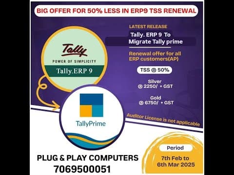 TALLY ERP 9 TO TALLY PRIME UPGRADE OFFER (50% OFF) - Plug & Play Computers Tally tutorial