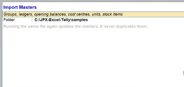 Import Masters screen in TallyPrime