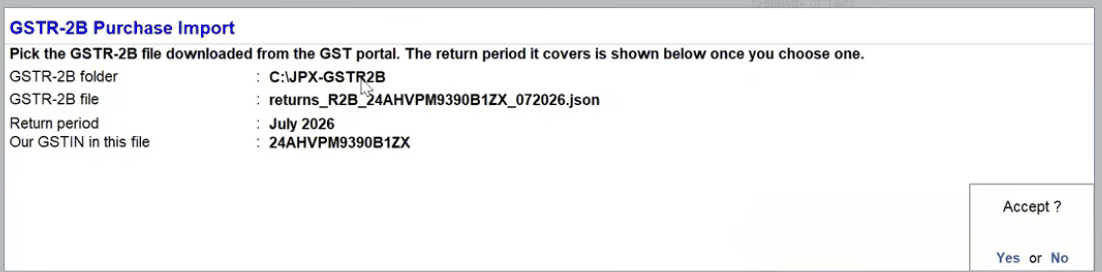 Accept GSTR-2B file — return period and GSTIN detected